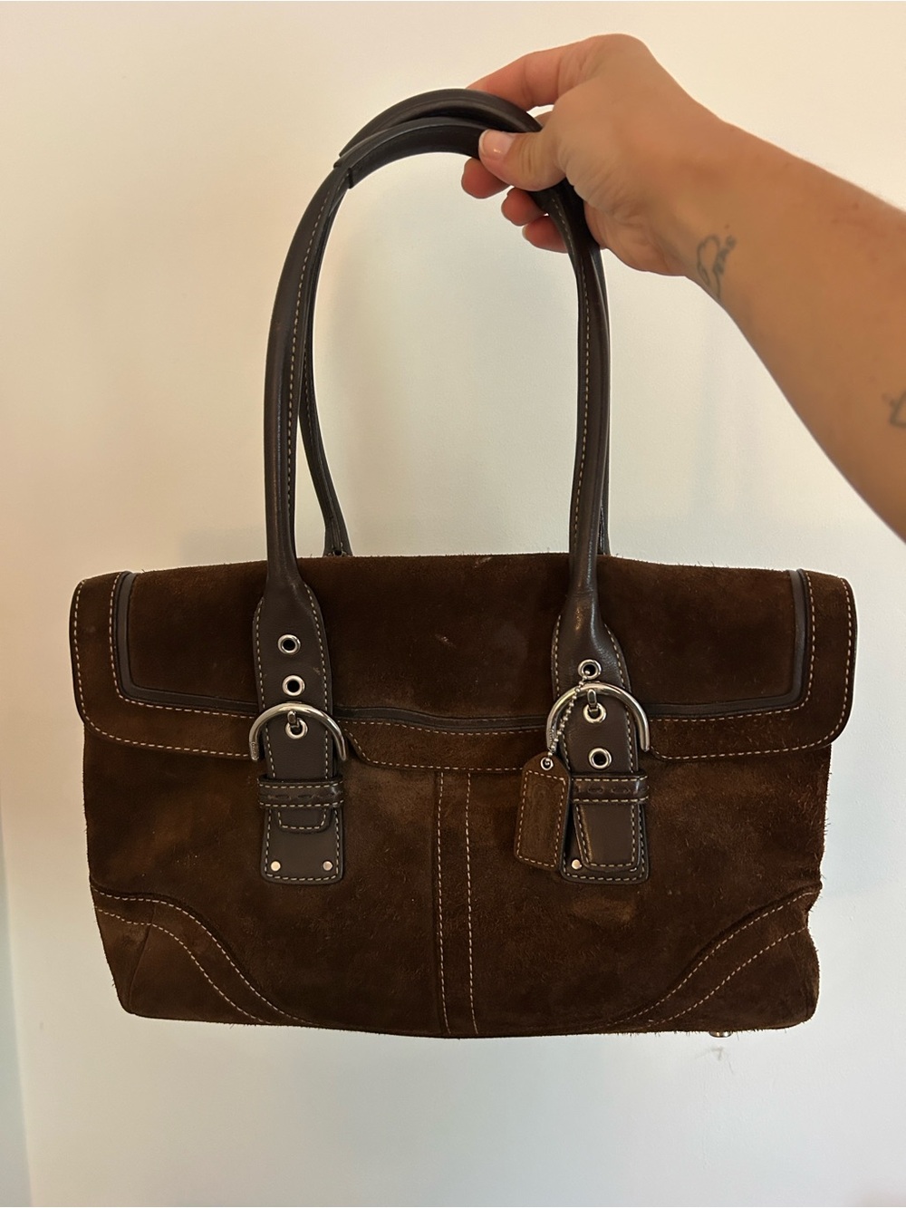 VINTAGE Coach SoHo Flap Chocolate Brown suede